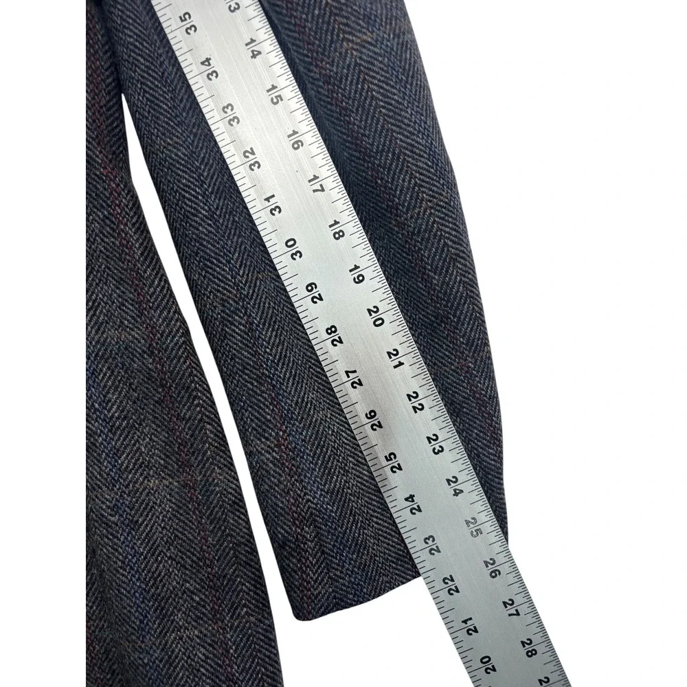 vtg Gray Herringbone 42R Tweed Blazer Windowpane Jacket 100% Wool Sport Coat
